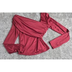 Riley & James Women's Long Sleeve Blouse Red‎ Size Medium Off Shoulder